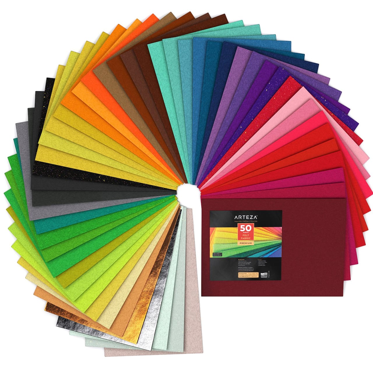 Arteza® 8.3" x 11.8" Assorted Felt Fabric, 50 Sheets